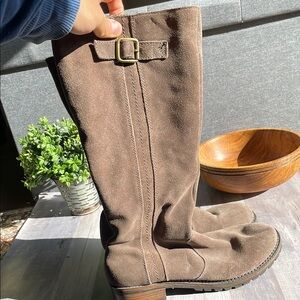 Merona Brown Woman’s Heeled Boots with Buckle Detail